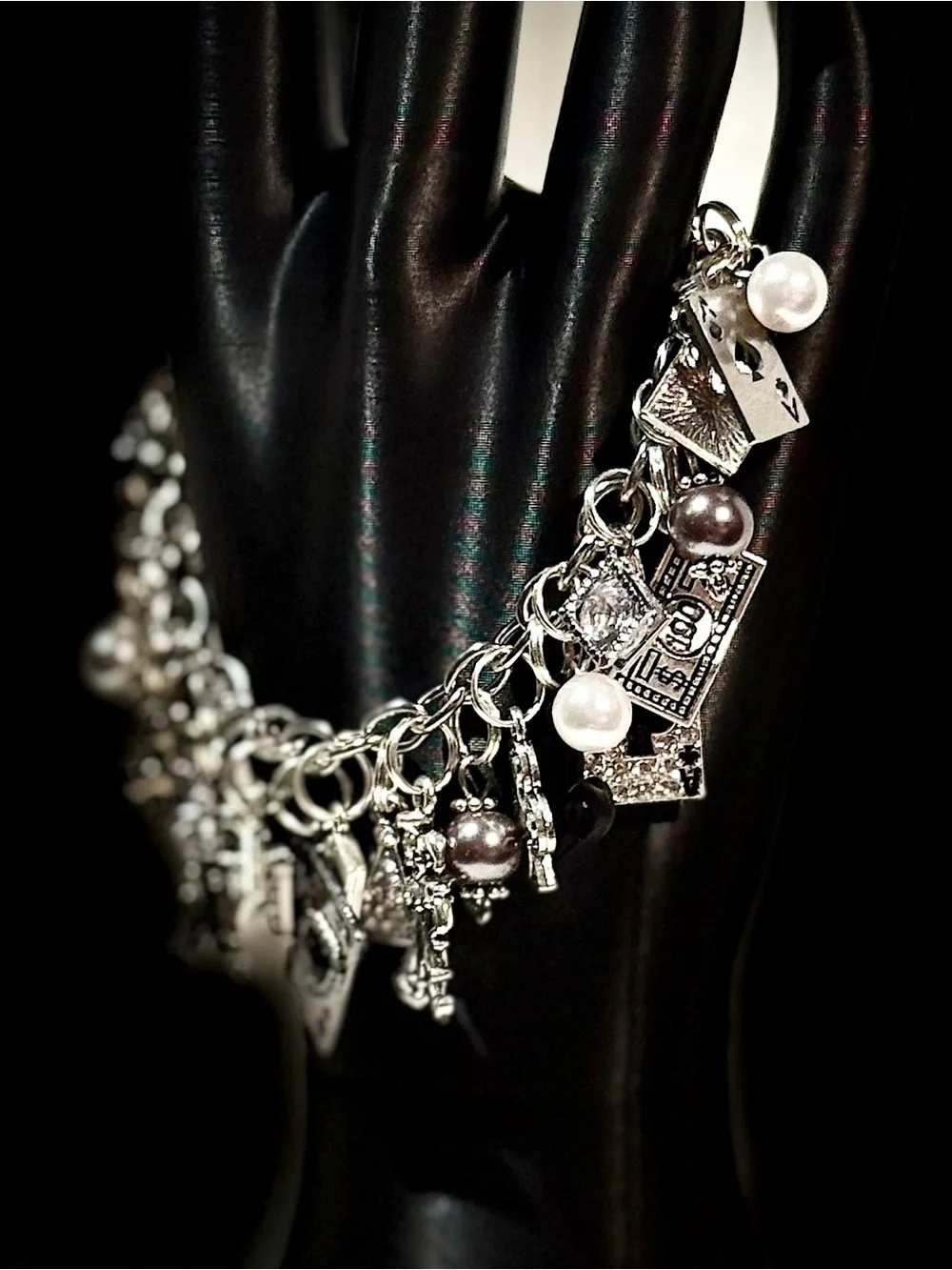 Silver Playing Card Charm Bracelet
